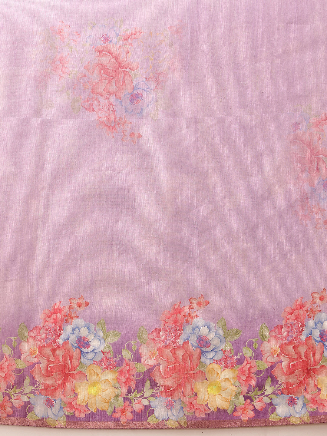 Hiral Fashion Lavender Banarasi Silk Cotton Floral Digital Print Saree | Grocsy
