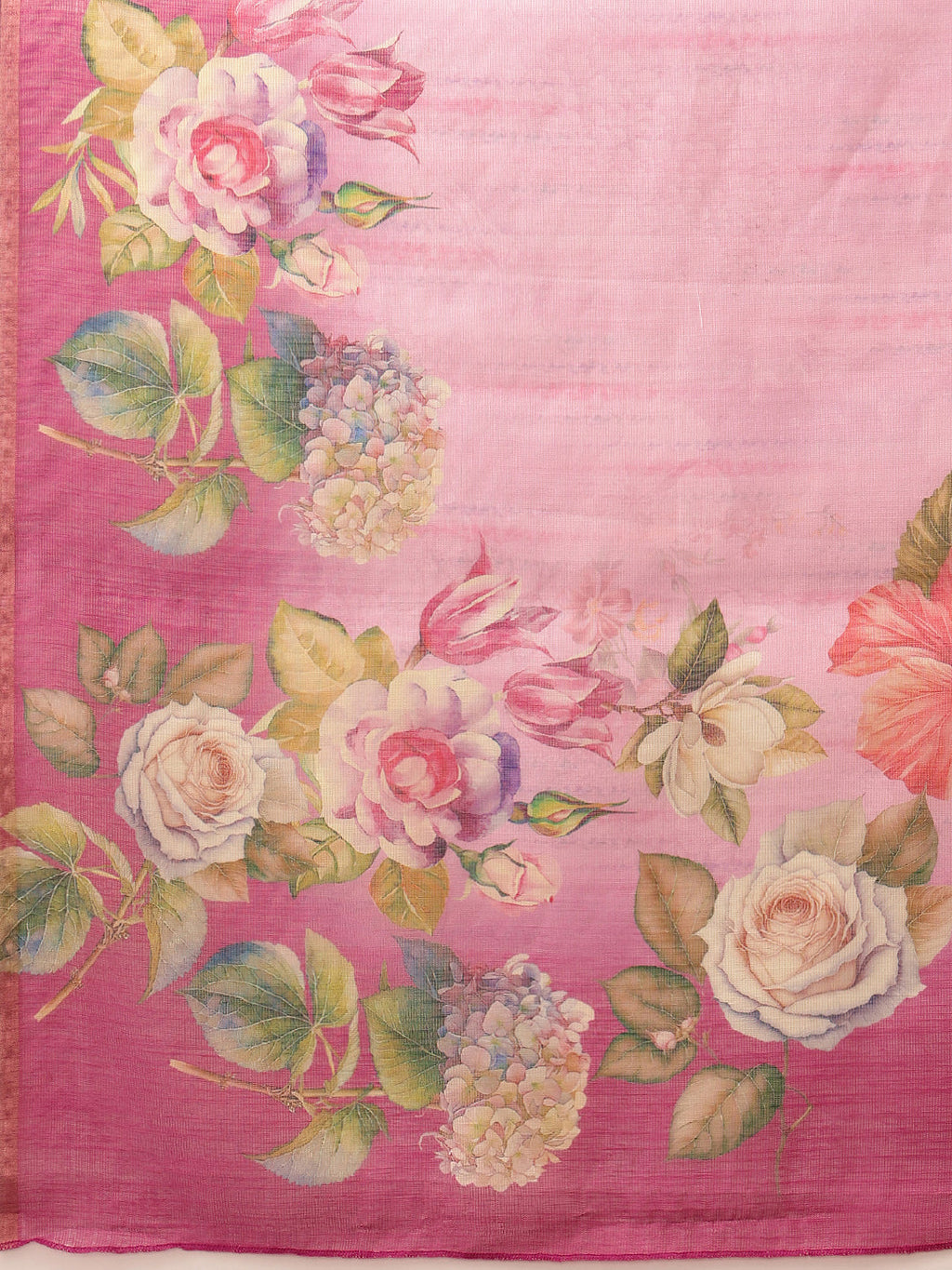 Hiral Fashion Pink Banarasi Silk Cotton Floral Digital Print Saree | Grocsy