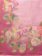 Hiral Fashion Pink Banarasi Silk Cotton Floral Digital Print Saree | Grocsy