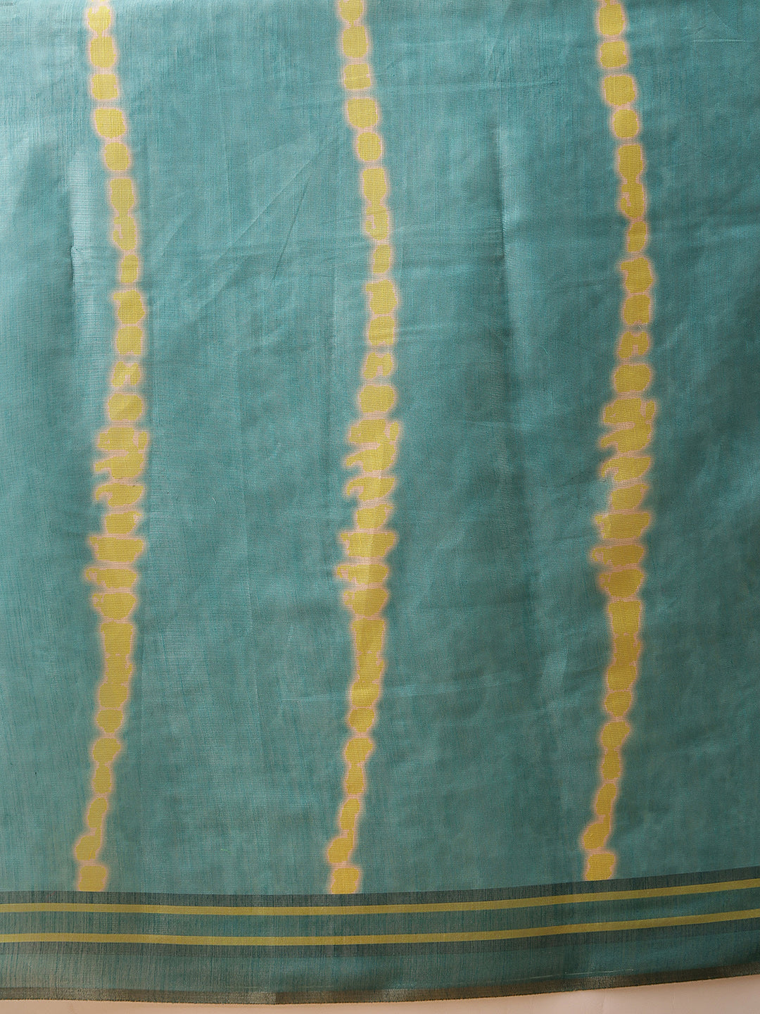 Hiral Fashion Teal Banarasi Cotton Silk Lahariya Digital Printed Saree | Grocsy