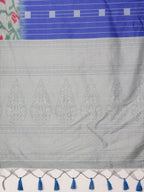 Blue Silk Blend Digital Print Striped Saree with Unstitched Blouse - Hiral Fashion | Grocsy
