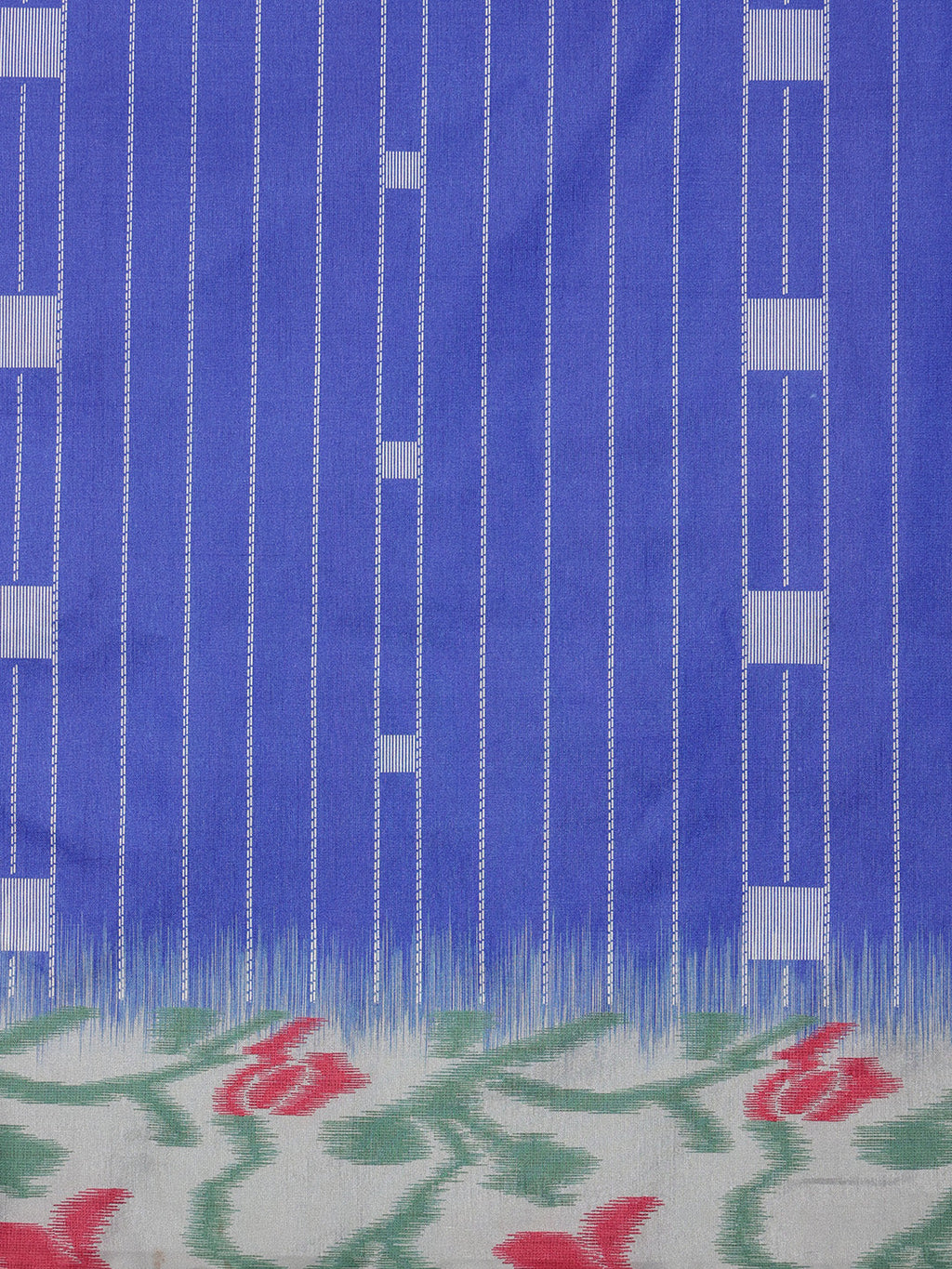 Blue Silk Blend Digital Print Striped Saree with Unstitched Blouse - Hiral Fashion | Grocsy