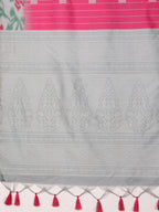 Pink Silk Blend Digital Print Striped Saree with Unstitched Blouse - Hiral Fashion | Grocsy
