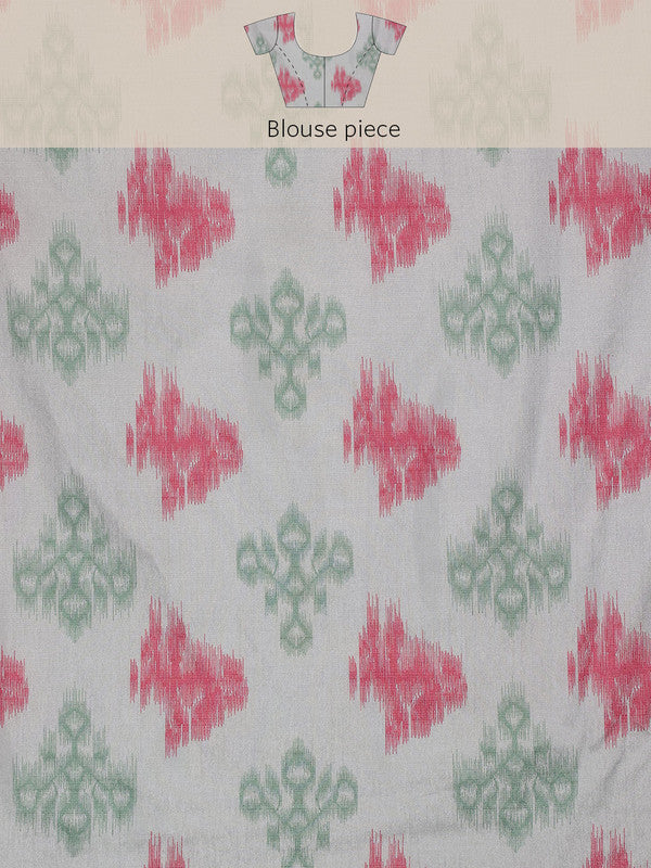 Pink Silk Blend Digital Print Striped Saree with Unstitched Blouse - Hiral Fashion | Grocsy