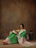Green Silk Blend Digital Print Striped Saree with Unstitched Blouse - Hiral Fashion | Grocsy
