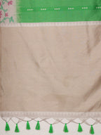 Green Silk Blend Digital Print Striped Saree with Unstitched Blouse - Hiral Fashion | Grocsy