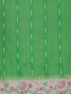 Green Silk Blend Digital Print Striped Saree with Unstitched Blouse - Hiral Fashion | Grocsy