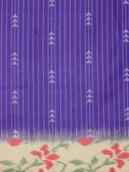 Royal Blue Silk Blend Digital Print Striped Saree with Unstitched Blouse - Hiral Fashion | Grocsy