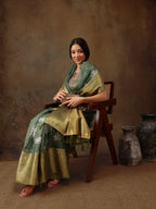 Green Munga Silk Digital Print Floral Saree with Unstitched Blouse - Hiral Fashion | Grocsy