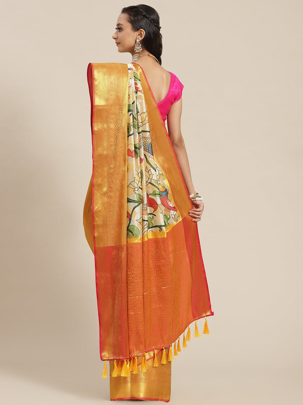 Multicolor Art Silk Digital Print Floral Saree with Unstitched Blouse - Hiral Fashion | Grocsy