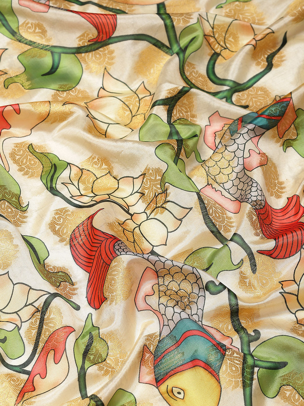 Multicolor Art Silk Digital Print Floral Saree with Unstitched Blouse - Hiral Fashion | Grocsy