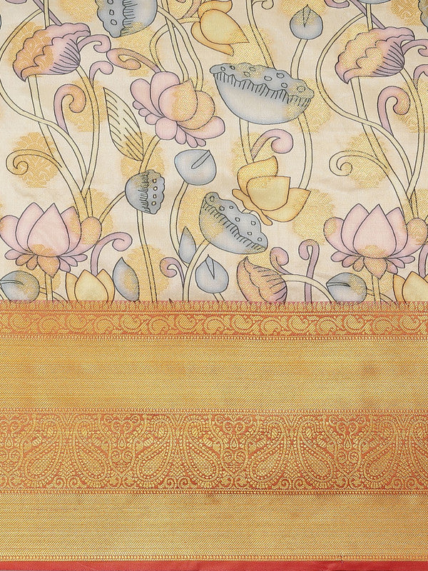 Multicolor Art Silk Digital Print Floral Saree with Unstitched Blouse - Hiral Fashion | Grocsy