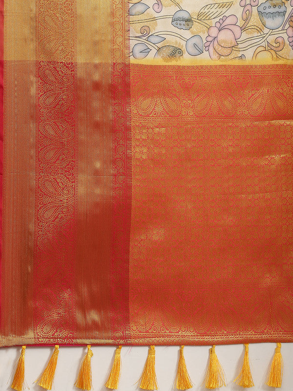 Multicolor Art Silk Digital Print Floral Saree with Unstitched Blouse - Hiral Fashion | Grocsy