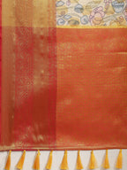 Multicolor Art Silk Digital Print Floral Saree with Unstitched Blouse - Hiral Fashion | Grocsy