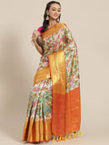 Multicolor Art Silk Digital Print Floral Saree with Unstitched Blouse - Hiral Fashion | Grocsy