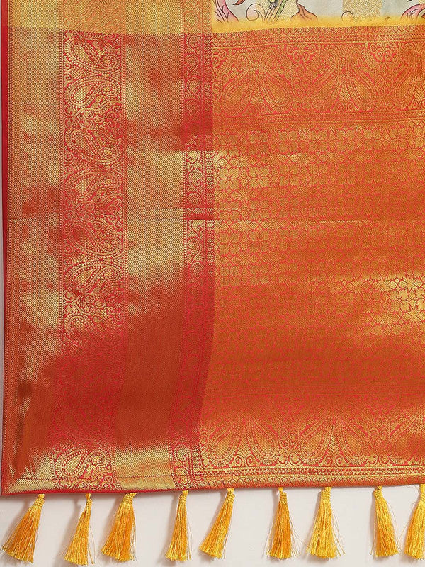 Multicolor Art Silk Digital Print Floral Saree with Unstitched Blouse - Hiral Fashion | Grocsy