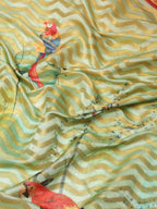 Green Art Silk Printed Abstract Saree with Unstitched Blouse - Hiral Fashion | Grocsy