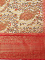 White Art Silk Printed Abstract Saree with Unstitched Blouse - Hiral Fashion | Grocsy