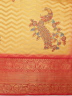 Yellow Art Silk Printed Abstract Saree with Unstitched Blouse - Hiral Fashion | Grocsy