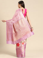 Lavender Tissue Silk Digital Print Floral Saree with Unstitched Blouse - Hiral Fashion | Grocsy