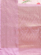 Lavender Tissue Silk Digital Print Floral Saree with Unstitched Blouse - Hiral Fashion | Grocsy
