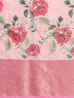 Pink Tissue Silk Digital Print Floral Saree with Unstitched Blouse - Hiral Fashion | Grocsy