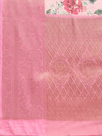 Pink Tissue Silk Digital Print Floral Saree with Unstitched Blouse - Hiral Fashion | Grocsy