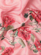 Pink Tissue Silk Digital Print Floral Saree with Unstitched Blouse - Hiral Fashion | Grocsy