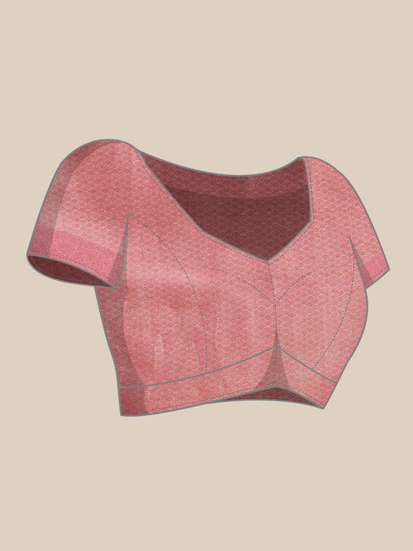 Pink Tissue Silk Digital Print Floral Saree with Unstitched Blouse - Hiral Fashion | Grocsy