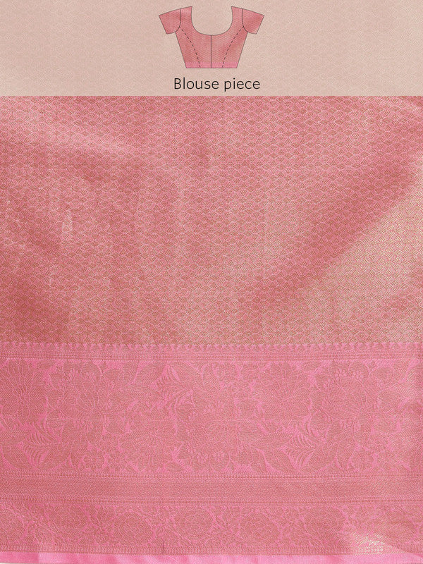 Pink Tissue Silk Digital Print Floral Saree with Unstitched Blouse - Hiral Fashion | Grocsy