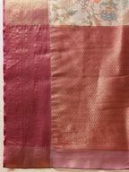 Hiral Fashion Lavender Banarasi Muga Silk Pichwai Digital Printed Saree | Grocsy