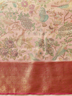 Hiral Fashion Pink Banarasi Muga Silk Pichwai Digital Printed Saree | Grocsy