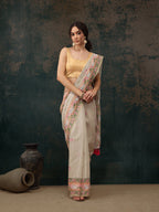Green Cotton Blend Digital Print Animal Print Saree with Unstitched Blouse - Hiral Fashion | Grocsy
