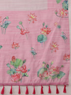 Light Pink Cotton Blend Digital Print Animal Print Saree with Unstitched Blouse - Hiral Fashion | Grocsy