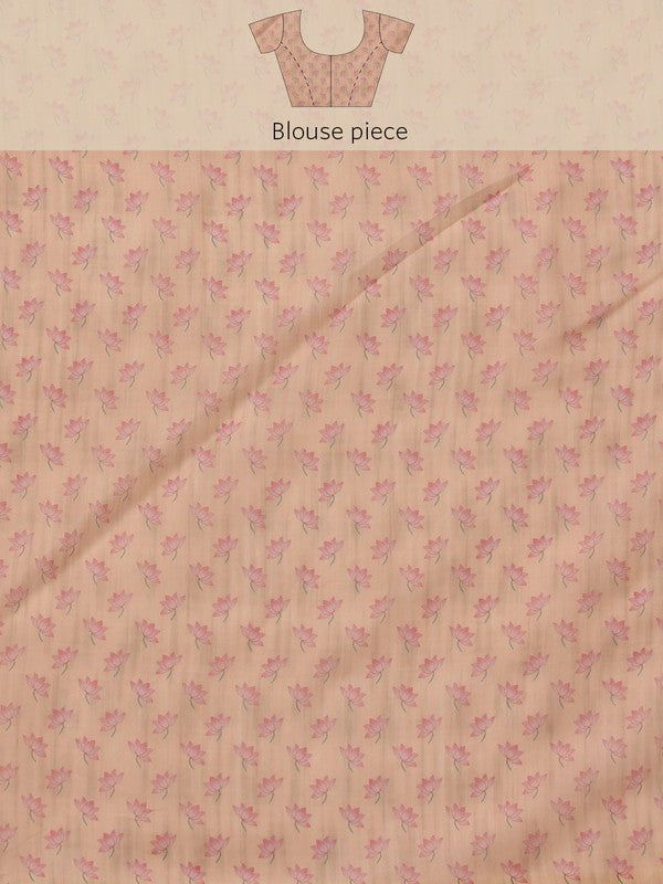 Light Pink Cotton Blend Digital Print Animal Print Saree with Unstitched Blouse - Hiral Fashion | Grocsy