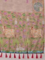 Lavender Cotton Blend Digital Print Animal Print Saree with Unstitched Blouse - Hiral Fashion | Grocsy