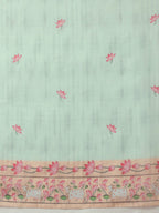 Turquoise Cotton Blend Digital Print Animal Print Saree with Unstitched Blouse - Hiral Fashion | Grocsy