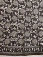 Hiral Fashion Black Chanderi Cotton Blend Abstract Digital Printed Saree | Grocsy