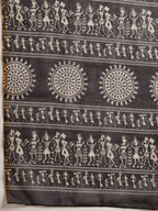 Hiral Fashion Black Chanderi Cotton Blend Abstract Digital Printed Saree | Grocsy