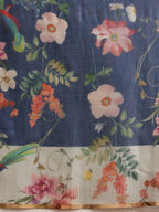 Hiral Fashion Blue Chanderi Cotton Blend Floral Digital Printed Saree | Grocsy