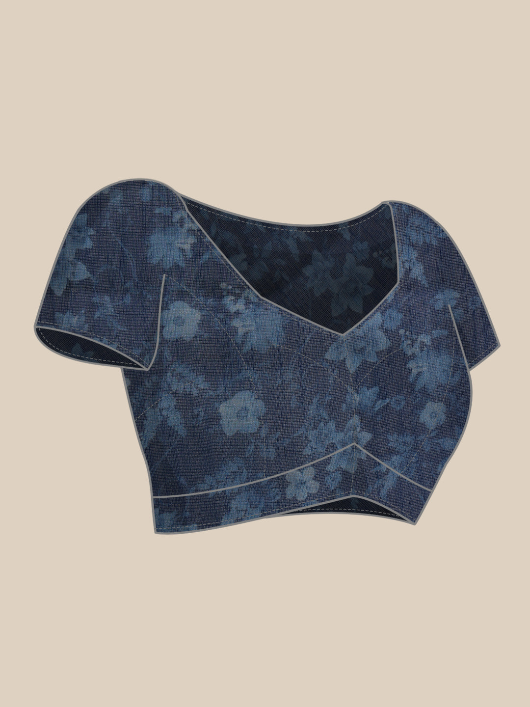 Hiral Fashion Blue Chanderi Cotton Blend Floral Digital Printed Saree | Grocsy