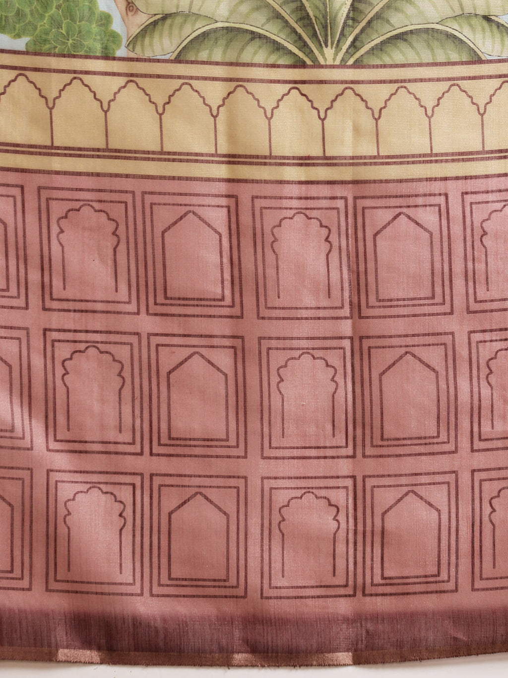 Hiral Fashion Blue Chanderi Cotton Blend Abstract Digital Printed Saree | Grocsy