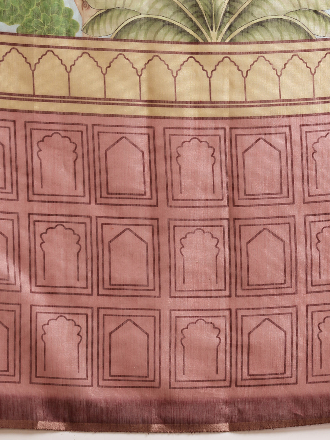 Hiral Fashion Blue Chanderi Cotton Blend Abstract Digital Printed Saree | Grocsy