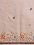 Hiral Fashion Peach Chanderi Cotton Blend Floral Digital Printed Saree | Grocsy