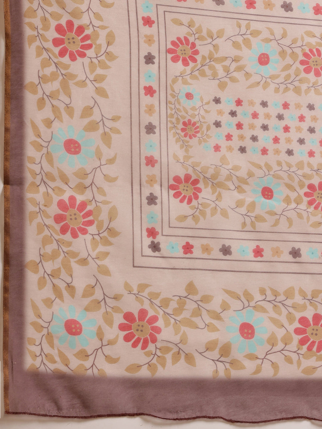 Hiral Fashion Peach Chanderi Cotton Blend Floral Digital Printed Saree | Grocsy