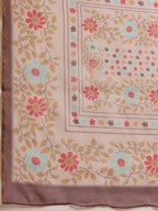 Hiral Fashion Peach Chanderi Cotton Blend Floral Digital Printed Saree | Grocsy