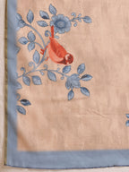 Hiral Fashion Beige Chanderi Cotton Blend Floral Digital Printed Saree | Grocsy