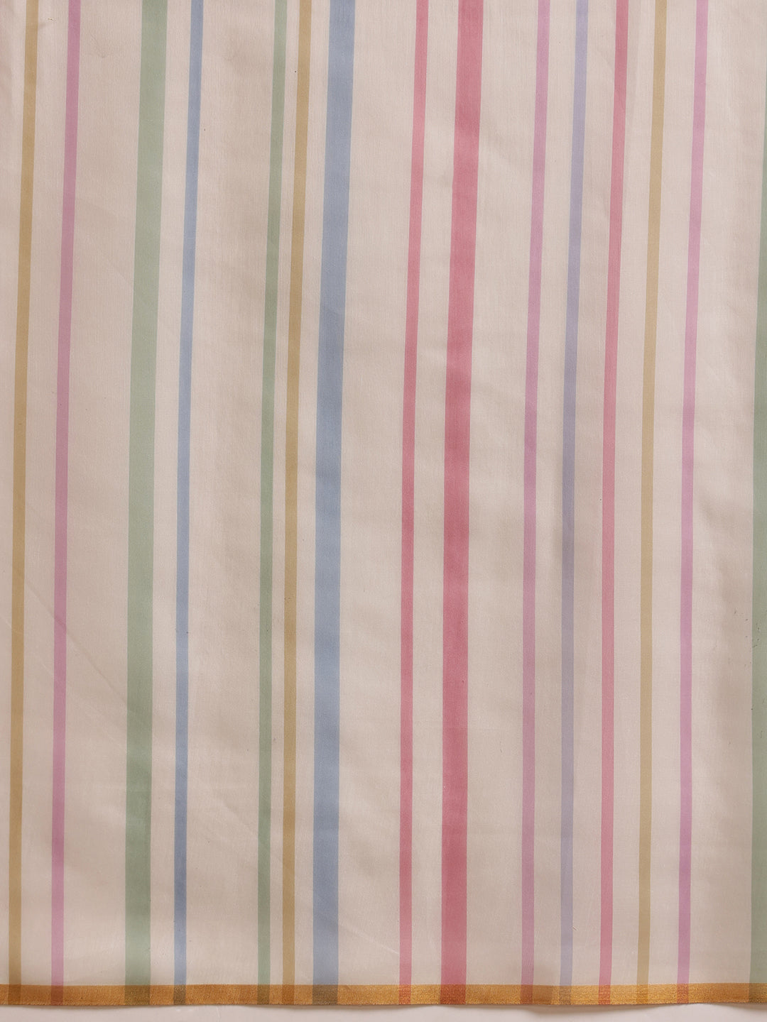 Hiral Fashion White Chanderi Cotton Blend Stripes Digital Printed Saree | Grocsy