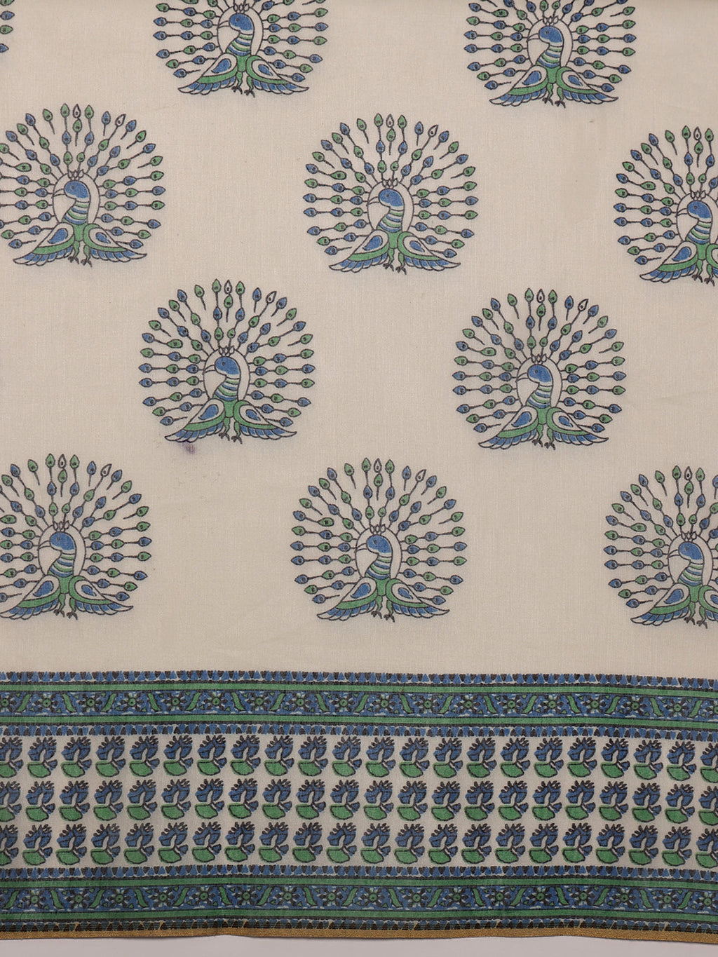 Hiral Fashion Off White Chanderi Cotton Blend Abstract Digital Printed Saree | Grocsy