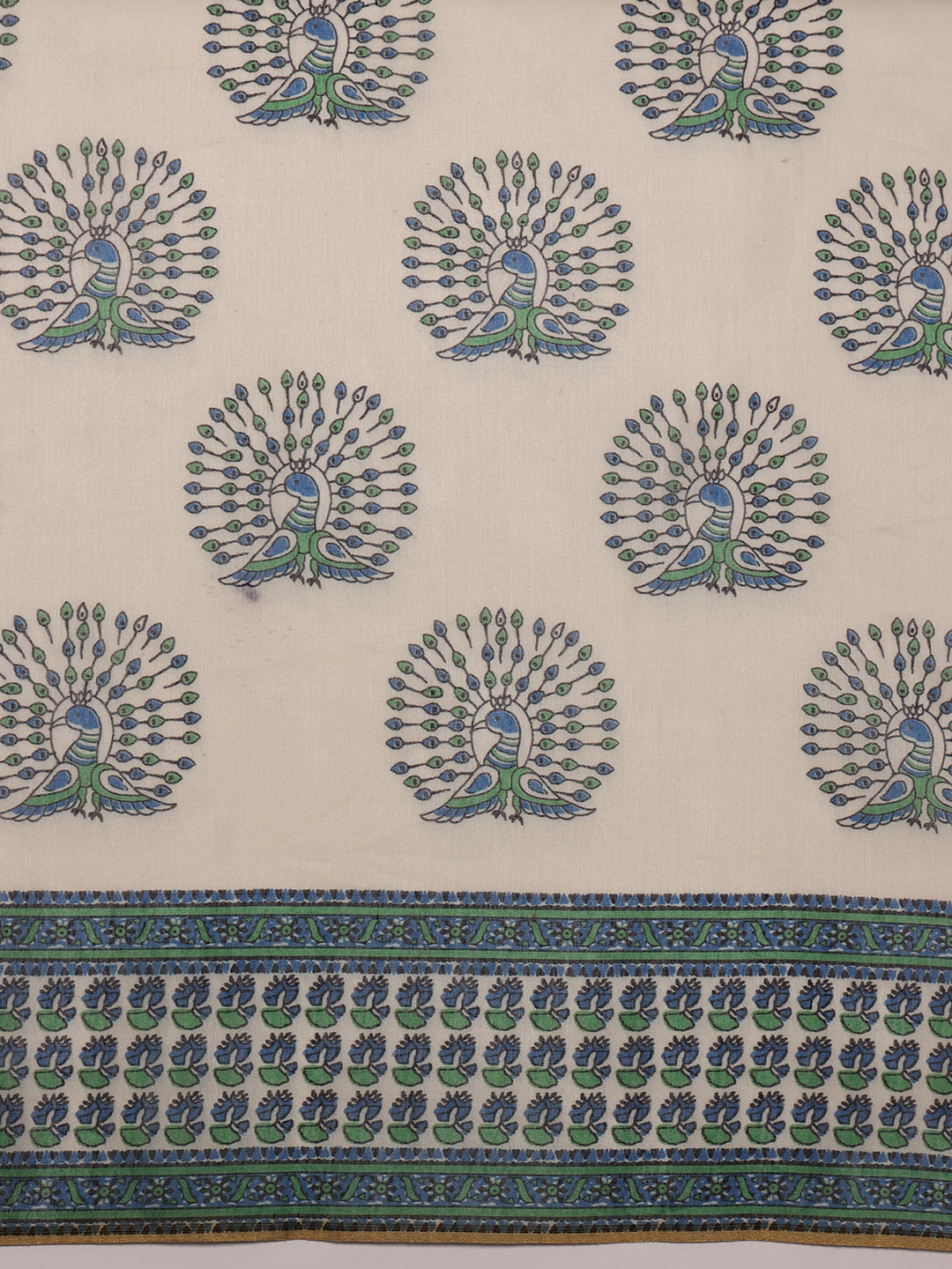 Hiral Fashion Off White Chanderi Cotton Blend Abstract Digital Printed Saree | Grocsy